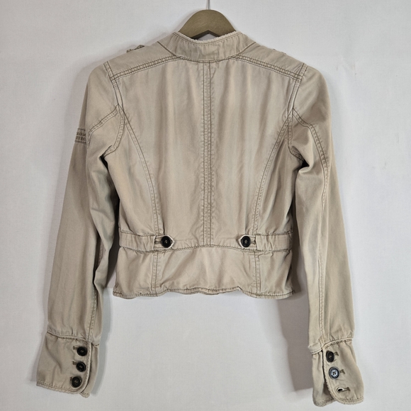 Abercrombie & Fitch Women's Size M Crop Military Tan Button Up Jacket - Picture 9 of 13